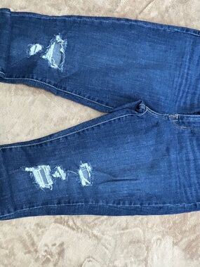 Levi's Dark Blue High-Rise Distressed Jeans